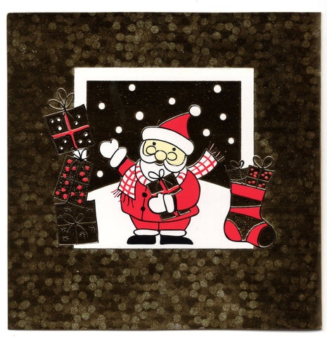 Goldish Santa Claus W/Gifts Marry Christmas & Happy New Year holidays Greeting C
