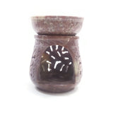 Natural Oil Diffuser Soapstone Oil Burner Round Leaves 4" Handmade
