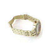 Unisex Men & Women Bracelet Wrist Gold Tone Color Watch W/Simulated Diamonds