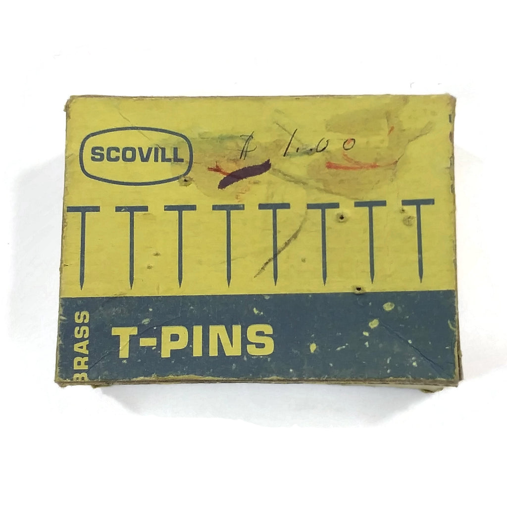 Rare Vintage Scovill Brass 100 T-Pins NO.24 1.5" Long Needles Sewing Crafts Collectible