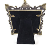 Vintage Ornate Photo Frame Metal W/Red Stones 3x3 Table Top