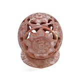Burner for Incense Cones and Candle Holder Soapstone Carved T-Lite Ball Flowers