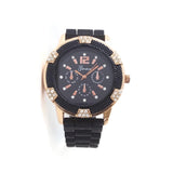 Men Watch With Soft and Flexible Black Silicone Band