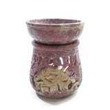 Natural Oil Diffuser Soapstone Oil Burner Round Leaves 4" Handmade
