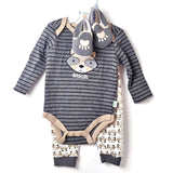 Baby Outfit Long Sleeves Tight-Fit 6-9M 3 Pc. W/Shoes Duck Duck Goose Gray/Pink