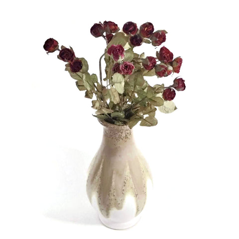 Ceramic Flowers Vase 9.5" Tall Decorative Beige and White Flower Jar Home Decora