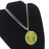 Laila Rowe Floral Pendant Necklace Silver Tone Jewelry Green/Yellow Trinket Gift