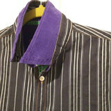 Men's EXPRESS Striped Casual Long Sleeve Dress Shirt Gray/Purple