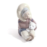 LLADRO Figurine Eskimo Girl Hugging a Polar Bear Vintage Collectible Statuette