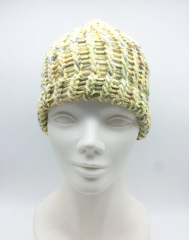 Women's Handmade 100% Wool Knit Winter Beanie Hat Yellow