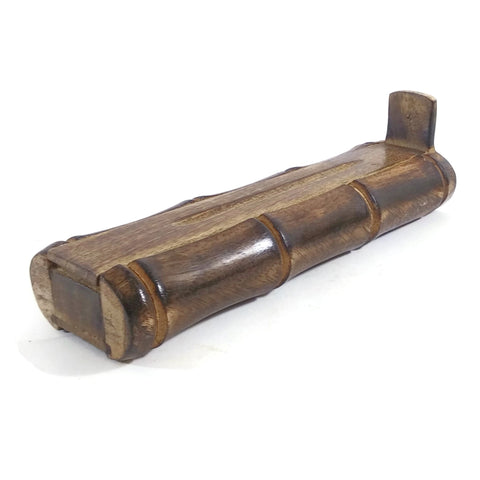 Handcrafted Bamboo Stick Incense Burner India Wooden Box W/Storage  9.5" Long