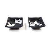 HandCrafted Japanese Zen Design Sushi For 2 Set Black/White Dinnerware Vintage