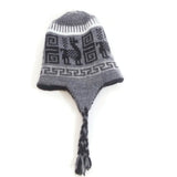 Kids Winter Hat Gray Handmade 100% Wool Knit Earflap Toddler Crochet Beanie