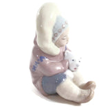 LLADRO Figurine Eskimo Girl Hugging a Polar Bear Vintage Collectible Statuette
