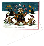 Happy Gingerbread Man in Snow Christmas Holiday Seasons Greeting Card