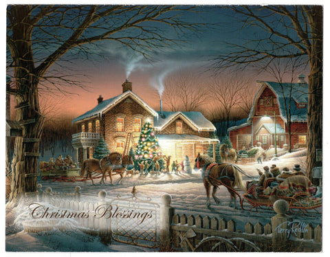 Christmas Blessings Holiday Seasons Greeting Card Trimming The Tree