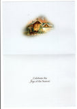 Christmas Blessings  Holiday Seasons Vintage Greeting Card Trimming a Tree