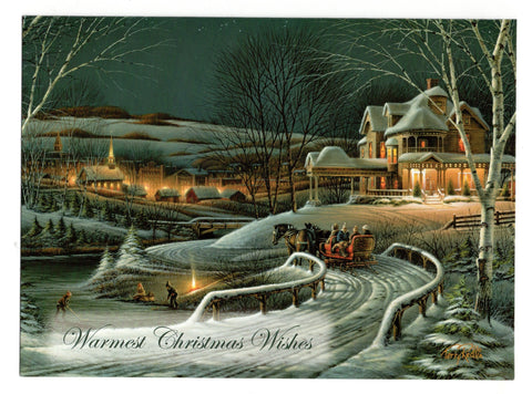 Warmest Christmas Wishes Holiday Seasons Greeting Card Vintage