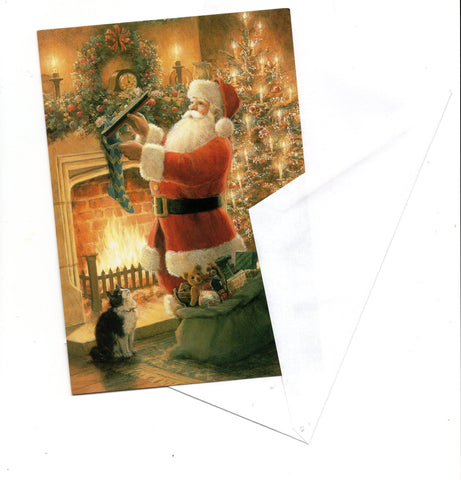 Santa Claus Christmas Tree & Gifts Holidays Wishes Greeting Card