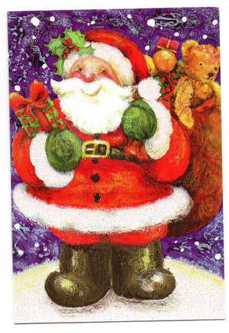 Santa Claus W/Gifts Holidays Seasons Wishes Marry Christmas Greeting Card