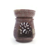 Natural Oil Diffuser Soapstone Oil Burner Round Leaves 4" Handmade