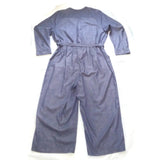Women's Old Navy Utility Jumpsuit Waist Defined Chambray Pockets V Neck Long