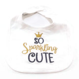 Baby Girl Long Sleeves Outfit 7 Pc. Tight-Fit Footie White & Sparkling Gold 3-6M