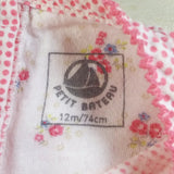 PETIT BATEAU Baby Girl 12 Months/74 CM Jumpsuit One Piece Pink & White