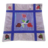 Silk Pillow Cover Yair Emanuel Jerusalem Embroidery Artwork Pomegranates Handmade