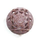 Burner for Incense Cones and Candle Holder Soapstone Carved T-Lite Ball Flowers