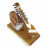 India Handicraft Miniature Musical Instrument Wooden Sitar&Dholak Drum Vintage