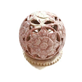 Handmade Burner for Candle Holder and Cones - Soapstone Carved Flowers 3"