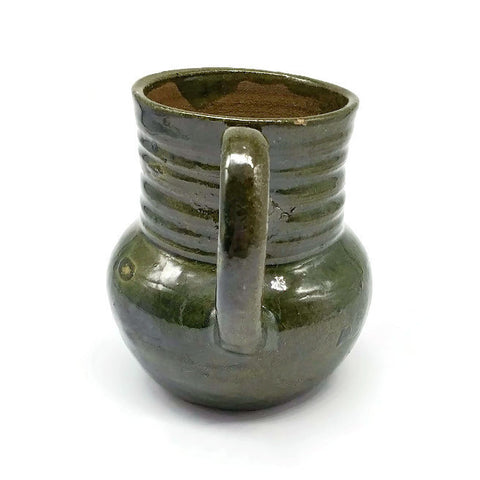 Handmade Clay Mag Hot Drinks With an Handle 16oz Olive Green