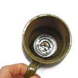 Handmade Clay Mag Hot Drinks With an Handle 16oz Olive Green