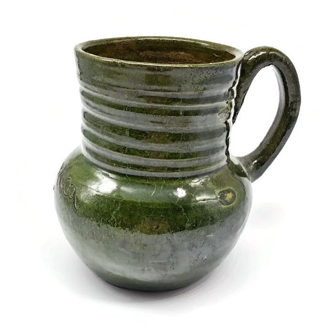 Handmade Clay Mag Hot Drinks With an Handle 16oz Olive Green