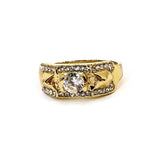 Unisex Gold Tone Ring W/Simulated Diamonds Men Women Jewelry Size 12.25 Gift