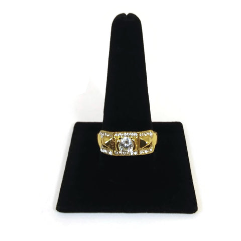 Unisex Gold Tone Ring W/Simulated Diamonds Men Women Jewelry Size 12.25 Gift