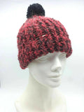 Winter Knitted Hat Handmade Unisex Warm Wool Skull Beanie Pom Pom Cap Bordeaux