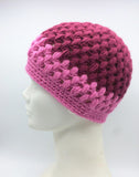 Winter Hat 100% Wool Knitted Handmade Women Warm Cap Skull Beanie Pink/Bordeaux