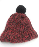 Winter Knitted Hat Handmade Unisex Warm Wool Skull Beanie Pom Pom Cap Bordeaux