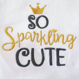 Baby Girl Long Sleeves Outfit 7 Pc. Tight-Fit Footie White & Sparkling Gold 3-6M