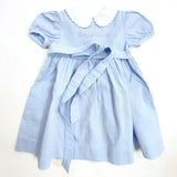 6 Months Baby Girls Short Sleeves Dress Light Blue White Infant Toddler Dresses