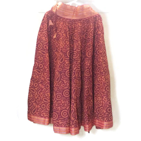 Gangotri Indian Handcrafted Maxi Long Skirt Orange/Bordeaux