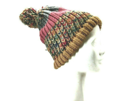 Winter Hat 100% Wool Knitted Handmade Unisex Warm Cap Skull Beanie Pastels Gift