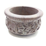 Soapstone Decorative Smudging Bowl Pot Incense Resin Burner Hand-Carved India
