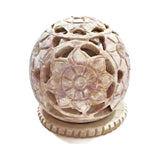 Handmade Incense Burner for Cones and Candles Soapstone Carved Flowers