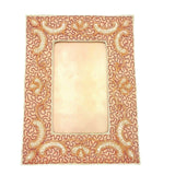Fabric Photo Frame Silk Ornate Peach Picture Frame Embroidery Bead Home Decorate