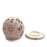 Handmade Incense Burner for Cones and Candles Soapstone Carved Flowers