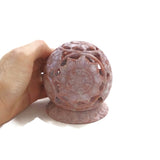 Burner for Incense Cones and Candle Holder Soapstone Carved T-Lite Ball Flowers