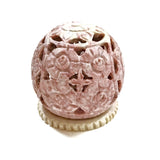 Handmade Burner for Candle Holder and Cones - Soapstone Carved Flowers 3"